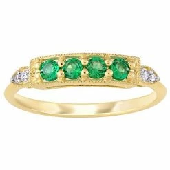 Stella Grace 10k Gold Lab-Created Emerald & Diamond Accent Bar Ring
