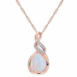 Stella Grace 10k Rose Gold Ethiopian Opal & Diamond Accent Twist Pendant Necklace