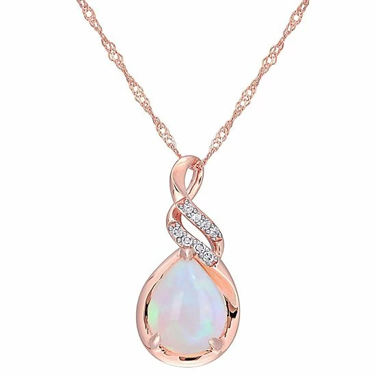 Stella Grace 10k Rose Gold Ethiopian Opal & Diamond Accent Twist Pendant Necklace 1 Stella Grace 10k Rose Gold Ethiopian Opal & Diamond Accent Twist Pendant Necklace