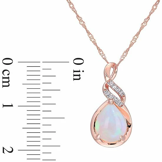 Stella Grace 10k Rose Gold Ethiopian Opal & Diamond Accent Twist Pendant Necklace 3 Stella Grace 10k Rose Gold Ethiopian Opal & Diamond Accent Twist Pendant Necklace - Image 3
