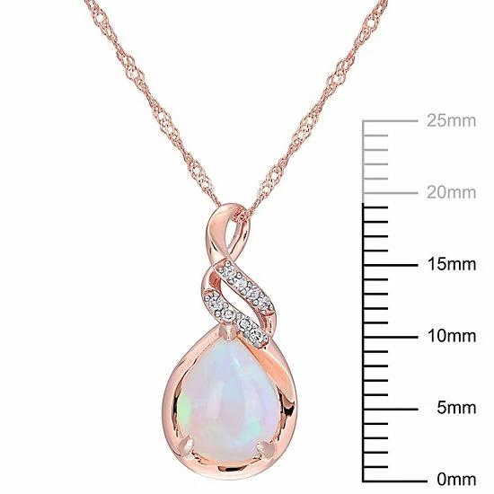 Stella Grace 10k Rose Gold Ethiopian Opal & Diamond Accent Twist Pendant Necklace 5 Stella Grace 10k Rose Gold Ethiopian Opal & Diamond Accent Twist Pendant Necklace - Image 5