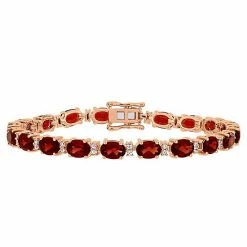 Stella Grace 18k Rose Gold Over Silver Garnet & White Sapphire Tennis Bracelet