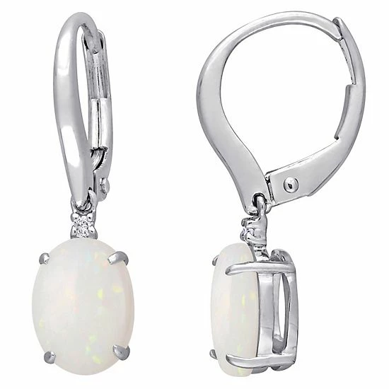 Stella Grace 10k White Gold Opal & Diamond Accent Drop Earrings 1 Stella Grace 10k White Gold Opal & Diamond Accent Drop Earrings