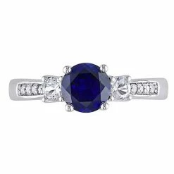 Stella Grace 10k White Gold Lab-Created Blue And White Sapphire And Diamond Accent 3-Stone Ring -Stella Grace Sales unnamed file 1067