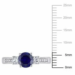 Stella Grace 10k White Gold Lab-Created Blue And White Sapphire And Diamond Accent 3-Stone Ring -Stella Grace Sales unnamed file 1069