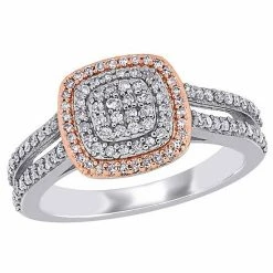 Stella Grace Two Tone Sterling Silver 1/2 Carat T.W. Diamond Halo Ring