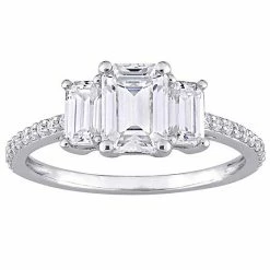 Stella Grace 10k White Gold 1 3/4 Carat T.W. Lab-Created Moissanite 3-Stone Engagement Ring