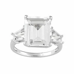 Stella Grace Sterling Silver Emerald-Cut White Topaz Ring