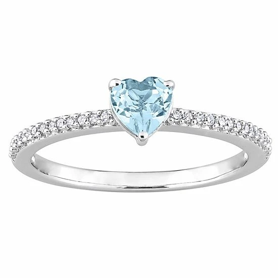 Stella Grace 10k White Gold Blue Topaz & Diamond Accent Heart Promise Ring 1 Stella Grace 10k White Gold Blue Topaz & Diamond Accent Heart Promise Ring