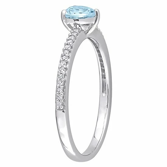 Stella Grace 10k White Gold Blue Topaz & Diamond Accent Heart Promise Ring 2 Stella Grace 10k White Gold Blue Topaz & Diamond Accent Heart Promise Ring - Image 2