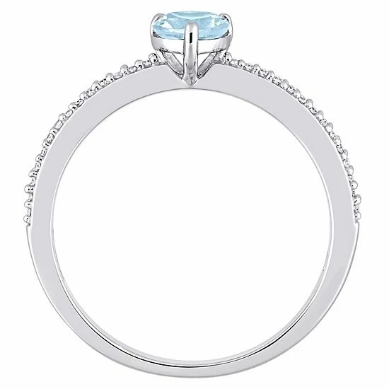 Stella Grace 10k White Gold Blue Topaz & Diamond Accent Heart Promise Ring 3 Stella Grace 10k White Gold Blue Topaz & Diamond Accent Heart Promise Ring - Image 3