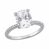 Stella Grace 10K White Gold Lab Created White Sapphire & 1/10 Carat T.W. Diamond Engagement Ring