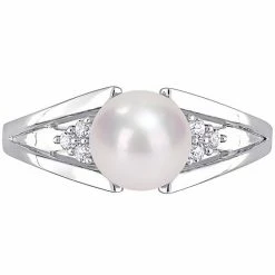 Stella Grace Sterling Silver Freshwater Cultured Pearl & Diamond Accent Split-Shank Ring -Stella Grace Sales unnamed file 1118
