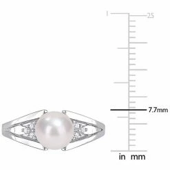 Stella Grace Sterling Silver Freshwater Cultured Pearl & Diamond Accent Split-Shank Ring -Stella Grace Sales unnamed file 1120