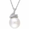 Stella Grace 10k White Gold 1/10 Carat T.W. Diamond & Freshwater Cultured Pearl Pendant
