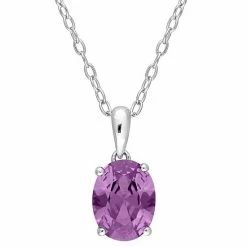 Stella Grace Sterling Silver & Gemstone Oval Stud Pendant Necklace Created Ruby