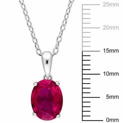 Stella Grace Sterling Silver & Gemstone Oval Stud Pendant Necklace Created Ruby 13 Stella Grace Sterling Silver & Gemstone Oval Stud Pendant Necklace Created Ruby -Stella Grace Sales unnamed file 1143