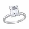 Stella Grace 10k White Gold Emerald Cut Lab-Created White Sapphire Solitaire Ring