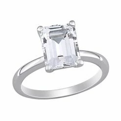 Stella Grace 10k White Gold Emerald Cut Lab-Created White Sapphire Solitaire Ring