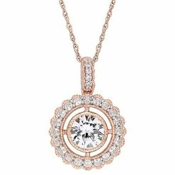 Stella Grace 10k Rose Gold Lab-Created White Sapphire Halo Pendant