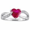 Stella Grace Sterling Silver Lab Created Ruby & Diamond Accent Heart Crossover Ring