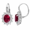 Stella Grace Sterling Silver Lab-Created Ruby, Lab-Created White Sapphire & Diamond Accent Leverback Earrings