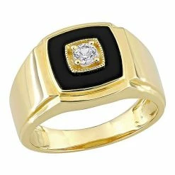 Men's Stella Grace 18k Gold Over Silver Black Onyx & Lab-Created White Sapphire Ring