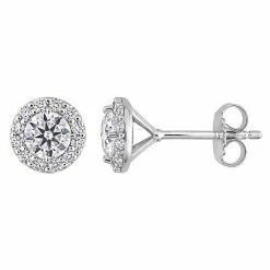 Stella Grace Sterling Silver 1 1/3 Carat T.W. Lab-Created Moissanite Round Halo Stud Earrings