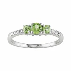 Stella Grace 10k White Gold Peridot And Diamond Accent 3-Stone Ring