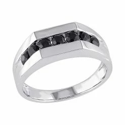 Stella Grace Sterling Silver Black Sapphire Men's Ring