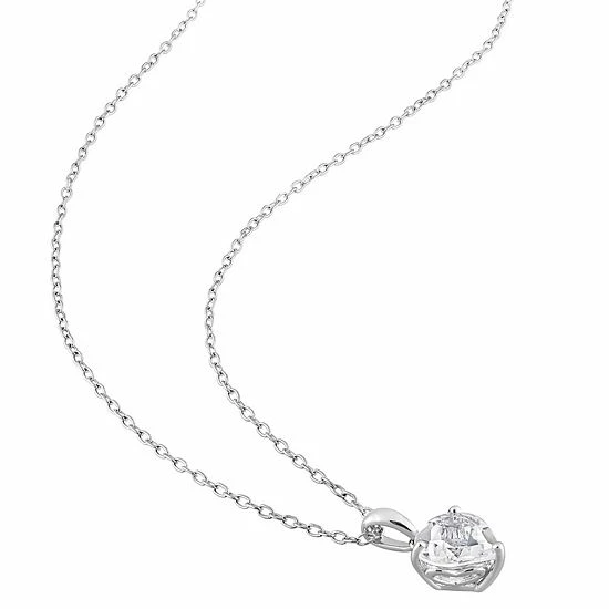 Stella Grace Sterling Silver & Gemstone Heart Stud Pendant Necklace Peridot 2 Stella Grace Sterling Silver & Gemstone Heart Stud Pendant Necklace Peridot - Image 2
