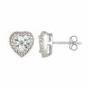 Stella Grace Two Tone Sterling Silver 1/10 Carat T.W. Diamond Heart Stud Earrings