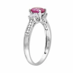 Stella Grace Lab-Created Pink Sapphire, Lab-Created White Sapphire And Diamond Accent Engagement Ring In 10k White Gold -Stella Grace Sales unnamed file 1330