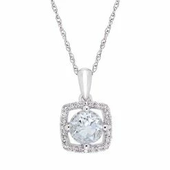 Stella Grace 10K Gold Aquamarine & 1/10 Ct. Diamond Pendant Necklace