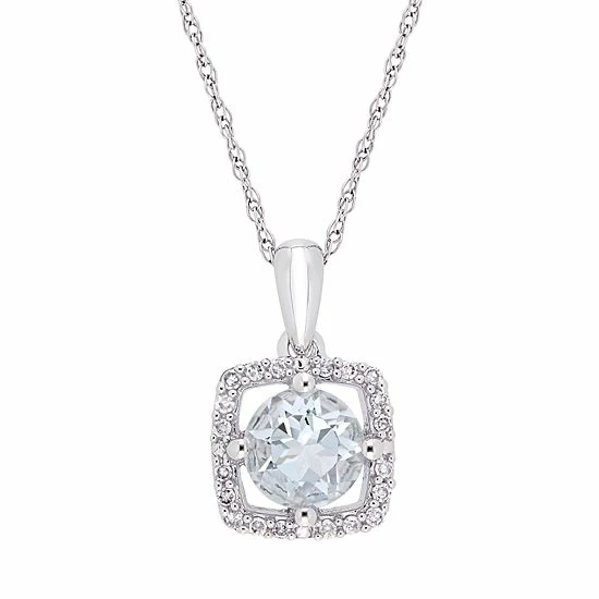 Stella Grace 10K Gold Aquamarine & 1/10 Ct. Diamond Pendant Necklace 1 Stella Grace 10K Gold Aquamarine & 1/10 Ct. Diamond Pendant Necklace