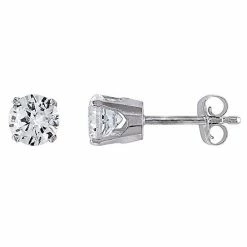 Stella Grace 10k White Gold Lab-Created White Sapphire Solitaire Earrings