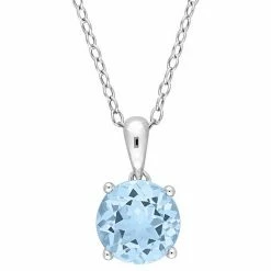 Stella Grace Sterling Silver & Gemstone Round Stud Pendant Necklace Blue Topaz -Stella Grace Sales unnamed file 1355