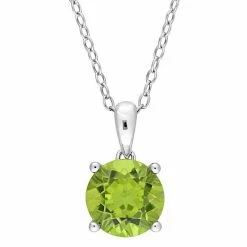 Stella Grace Sterling Silver & Gemstone Round Stud Pendant Necklace Blue Topaz -Stella Grace Sales unnamed file 1358