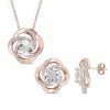 Stella Grace 18k Rose Gold Over Silver White Topaz Pendant And Stud Earring Set