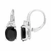 Stella Grace Sterling Silver Black Sapphire, Lab-Created White Sapphire & Diamond Accent Oval Drop Earrings