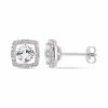 Stella Grace 10k White Gold Lab-Created White Sapphire & Diamond Accent Frame Earrings