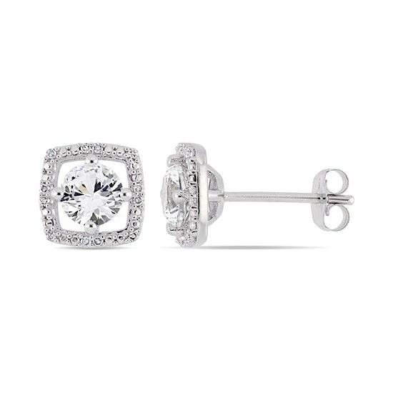 Stella Grace 10k White Gold Lab-Created White Sapphire & Diamond Accent Frame Earrings 1 Stella Grace 10k White Gold Lab-Created White Sapphire & Diamond Accent Frame Earrings
