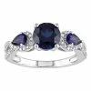 Stella Grace Sterling Silver Lab-Created Blue Sapphire & 1/6 Carat T.W. Diamond 3-Stone Infinity Ring