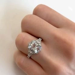 Stella Grace 14k White Gold Aquamarine, White Sapphire & Diamond Accent Vintage Halo Ring -Stella Grace Sales unnamed file 14