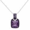 Stella Grace Sterling Silver Amethyst, African Amethyst & Diamond Accent Halo Pendant