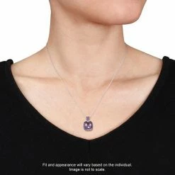 Stella Grace Sterling Silver Amethyst, African Amethyst & Diamond Accent Halo Pendant -Stella Grace Sales unnamed file 1421