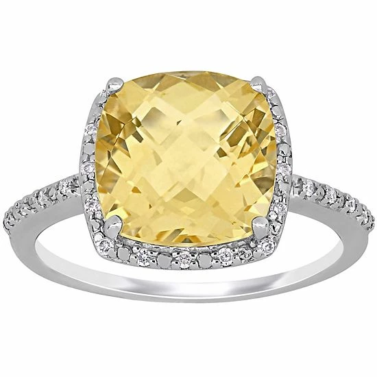 Stella Grace Sterling Silver Citrine & 1/10 Carat T.W. Diamond Halo Ring 1 Stella Grace Sterling Silver Citrine & 1/10 Carat T.W. Diamond Halo Ring