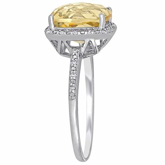 Stella Grace Sterling Silver Citrine & 1/10 Carat T.W. Diamond Halo Ring 2 Stella Grace Sterling Silver Citrine & 1/10 Carat T.W. Diamond Halo Ring - Image 2