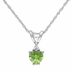 Stella Grace 10k White Gold Peridot & 1/5 Carat T.W. Diamond Heart Pendant Necklace