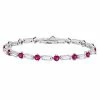 Stella Grace Sterling Silver Lab Created Ruby & Lab Created White Sapphire Tennis Bracelet